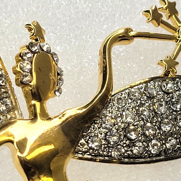 Gold Tone Angel Brooch with Magic Wand - Picture 7 of 15